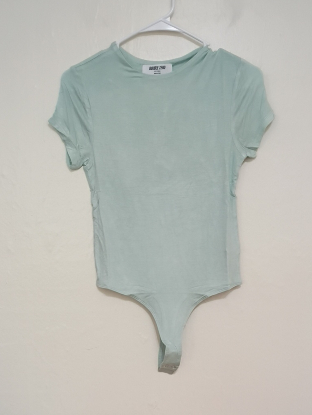Double Zero Mint Green Super Soft Thong Shot Sleeve Bodysuit New in Package